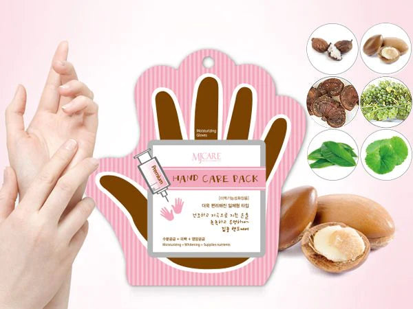 Person wearing Mjcare Nourishing Hand Mask gloves