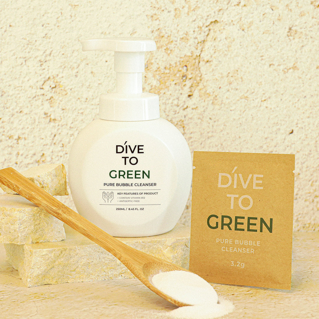 Lon.G DIVE TO GREEN Pure Bubble Cleanser dissolvable sachet packaging