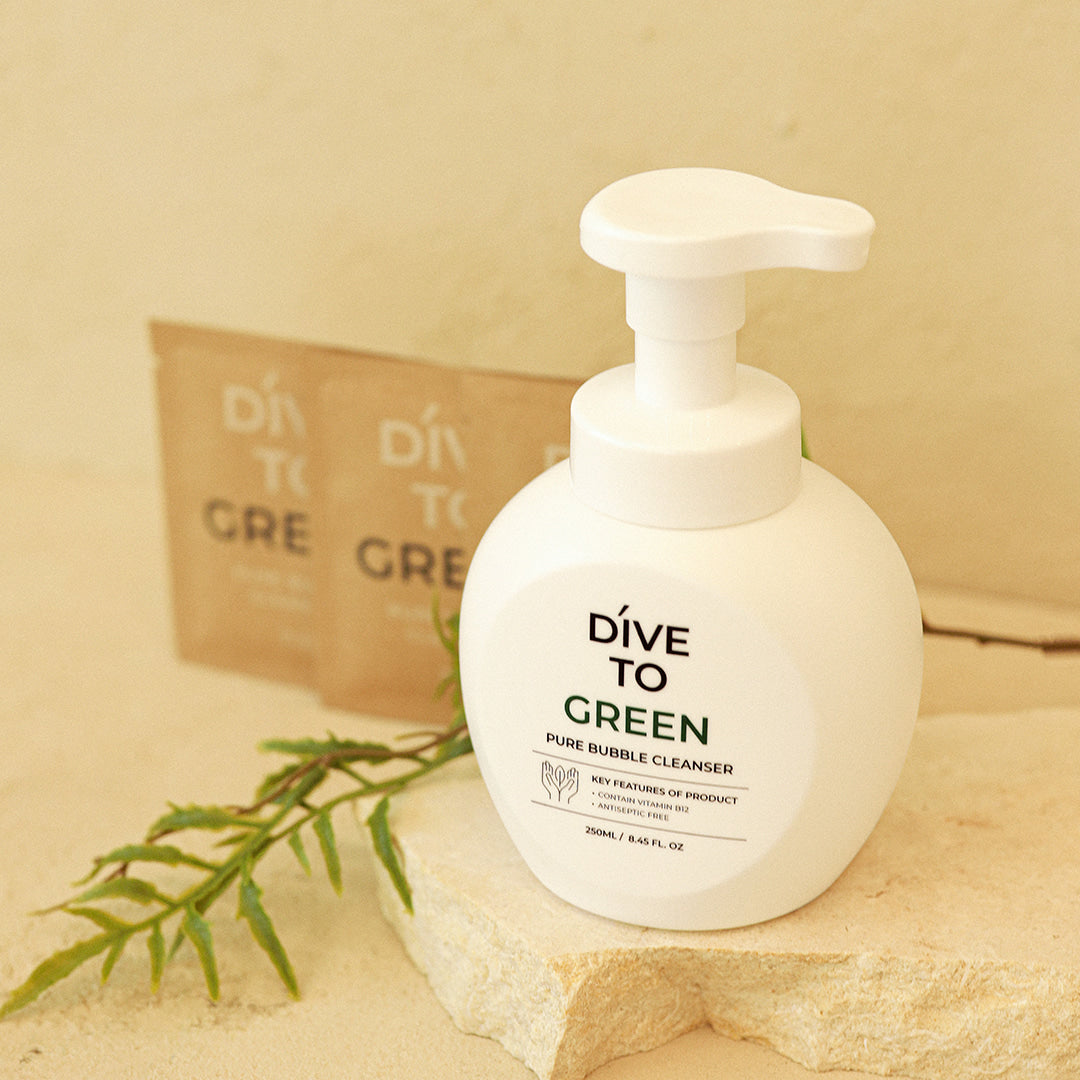 Lon.G DIVE TO GREEN Pure Bubble Cleanser zero-waste recyclable packaging detail