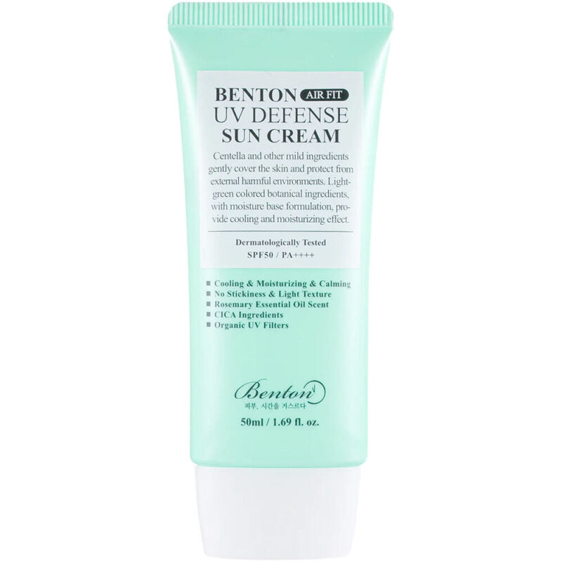 Benton AirFit UV Defense SPF 50+ sunscreen tube front packaging