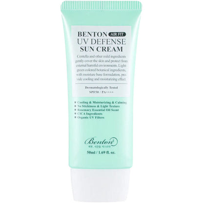 Benton AirFit UV Defense SPF 50+ sunscreen tube front packaging