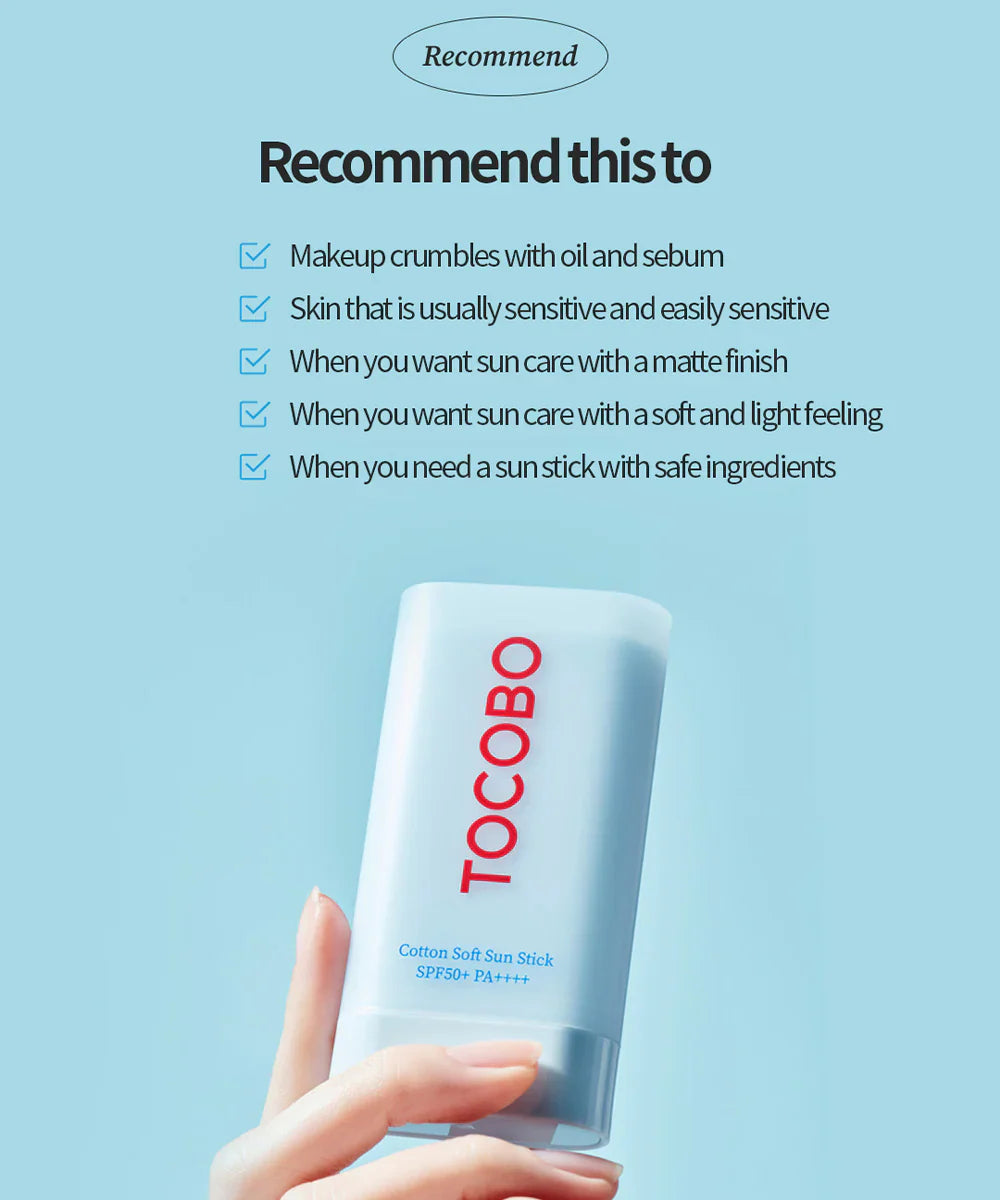 Sun protection stick TOCOBO Cotton Soft Sun Stick SPF50+ PA++++ - Koreancare