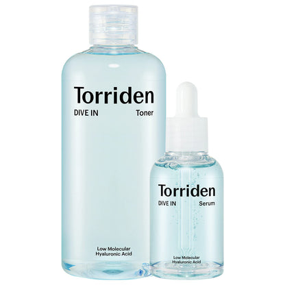 Torriden DIVE-IN toner and serum set with low molecular hyaluronic acid
